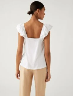 Pure Cotton Ruffle Vest -M&S SD 01 T41 2931C Z0 X EC 3