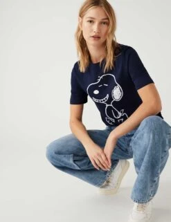 Pure Cotton Snoopy™ T-Shirt -M&S SD 01 T41 3488C F0 X EC 1