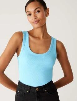 Cotton Rich Ribbed Slim Fit Vest Top -M&S SD 01 T41 4261 H5 X EC 2