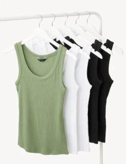 5pk Cotton Rich Ribbed Vests