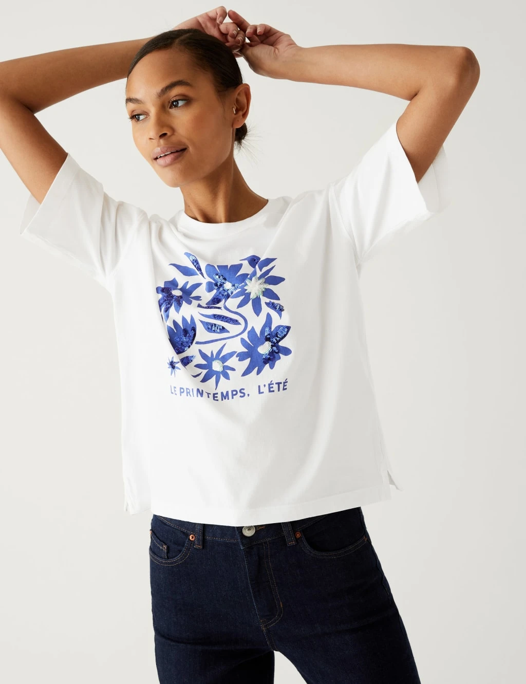 Pure Cotton Sequin Printed T-Shirt 3 Pure Cotton Sequin Printed T-Shirt