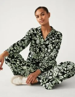 Floral Collared Relaxed Shirt -M&S SD 01 T41 6903W Y4 X EC 0