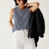 Printed Relaxed Sleeveless Vest Top -M&S SD 01 T41 6913 F4 X EC 0