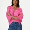 Pure Cotton Broderie Puff Sleeve Blouse -M&S SD 01 T41 6919W QY X EC 0