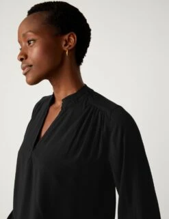 V-Neck Ruffle Blouson Sleeve Popover Blouse 9 V-Neck Ruffle Blouson Sleeve Popover Blouse -M&S SD 01 T41 6926W Y0 X EC 1