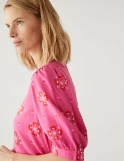 Printed Puff Sleeve Blouse