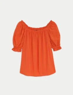 Square Neck Puff Sleeve Top -M&S SD 01 T41 6948W P5 X EC 90