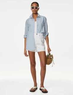 Pure Cotton Striped Collared Shirt -M&S SD 01 T41 6998W E4 X EC 1