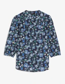 Pure Cotton Printed High Neck Blouse -M&S SD 01 T41 7950W ZZ X EC 90