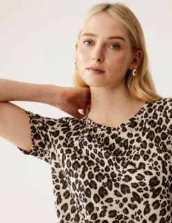 Printed Relaxed Short Sleeve T-Shirt -M&S SD 01 T41 9889 XZ X EC 2