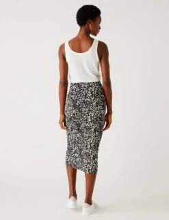 Jersey Mesh Printed Midi Pencil Skirt -M&S SD 01 T42 1282 Y4 X EC 3