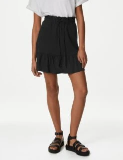 Jersey Mini Tiered Skirt -M&S SD 01 T42 1962 Y0 X EC 1