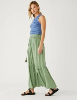 Tie Waist Maxi Tiered Skirt -M&S SD 01 T42 2033V KH X EC 1