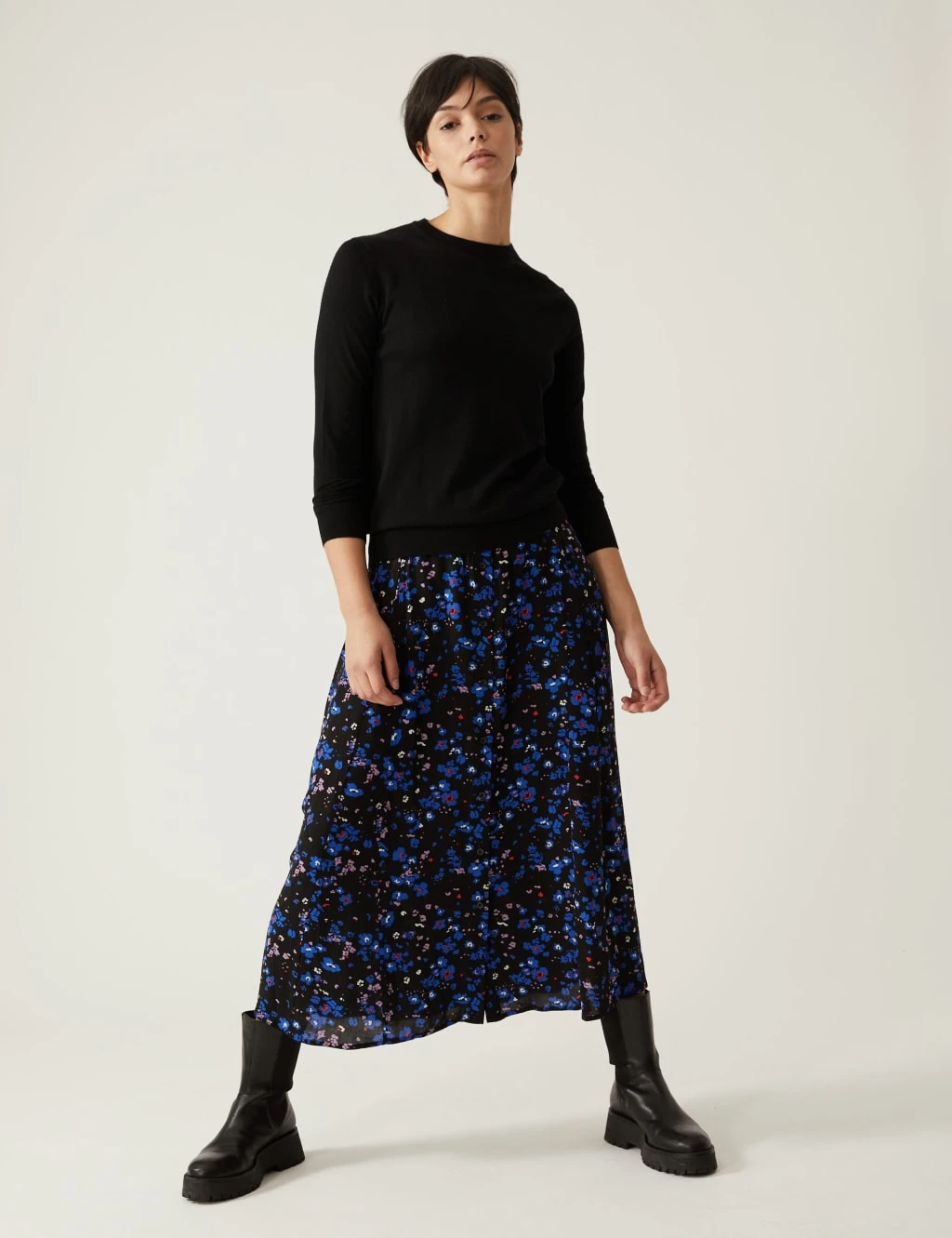 Printed Button Front Midaxi A-Line Skirt 3 Printed Button Front Midaxi A-Line Skirt