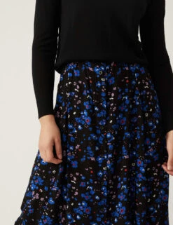 Printed Button Front Midaxi A-Line Skirt 9 Printed Button Front Midaxi A-Line Skirt -M&S SD 01 T42 2048 ZZ X EC 1