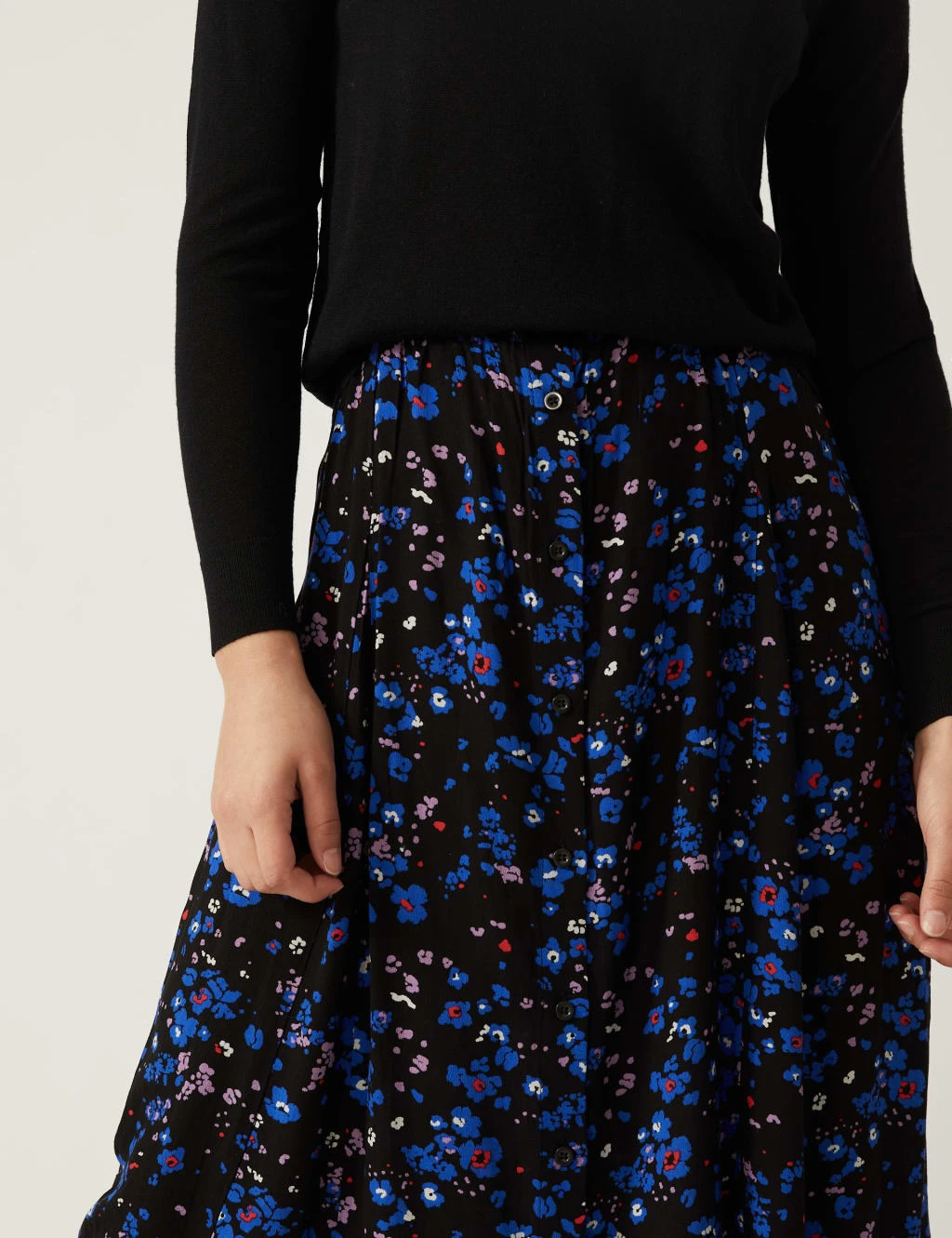 Printed Button Front Midaxi A-Line Skirt 5 Printed Button Front Midaxi A-Line Skirt - Image 3