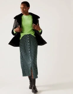 Printed Button Through Midaxi A-Line Skirt -M&S SD 01 T42 2053 F4 X EC 1