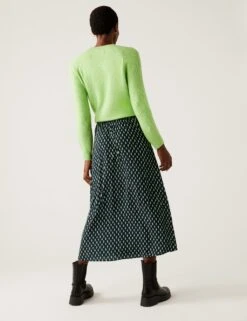 Printed Button Through Midaxi A-Line Skirt -M&S SD 01 T42 2053 F4 X EC 3