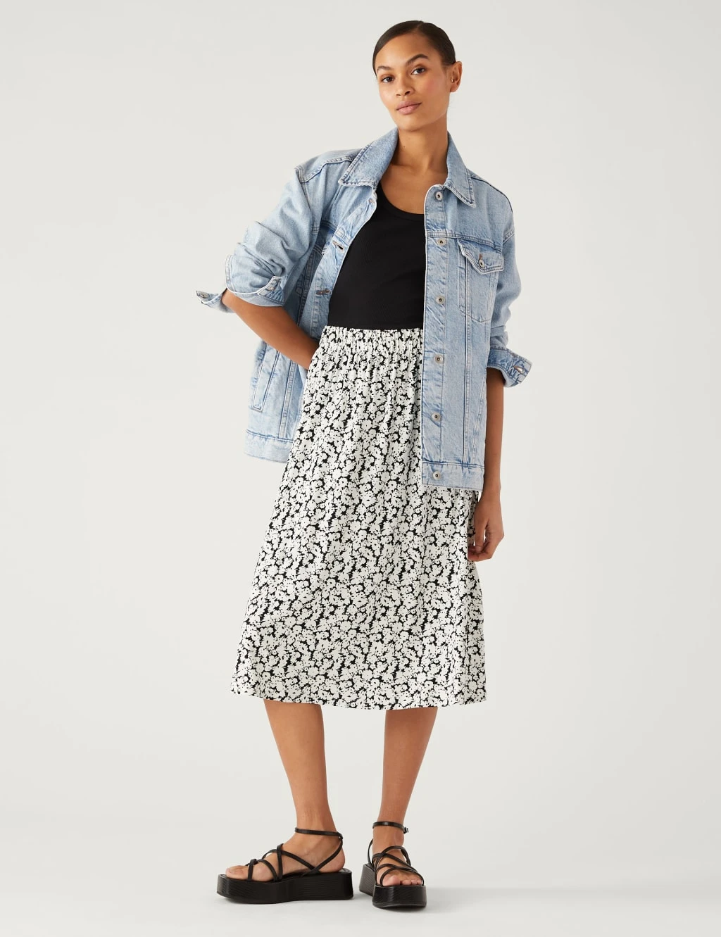 Jersey Printed Midi Skater Skirt 3 Jersey Printed Midi Skater Skirt