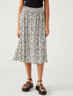 Jersey Printed Midi Skater Skirt 9 Jersey Printed Midi Skater Skirt -M&S SD 01 T42 2061 Y8 X EC 1