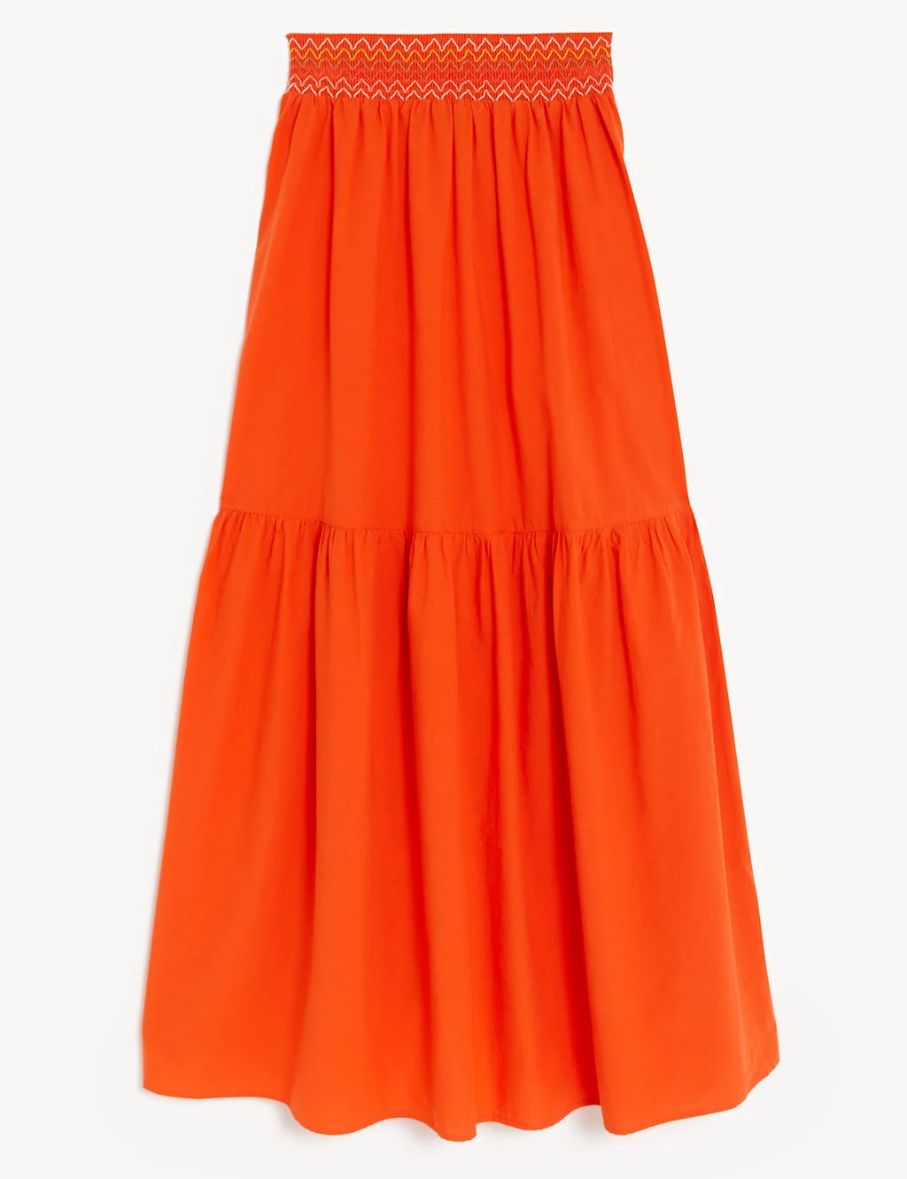 Pure Cotton Seam Detail Midi Tiered Skirt 4 Pure Cotton Seam Detail Midi Tiered Skirt - Image 2