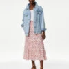 Pure Cotton Floral Midaxi Tiered Skirt -M&S SD 01 T42 2084 A4 X EC 0