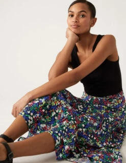 Printed Midi Tiered Skirt