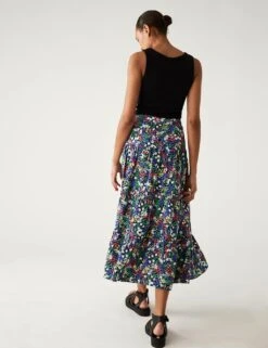 Printed Midi Tiered Skirt -M&S SD 01 T42 2394 ZZ X EC 4
