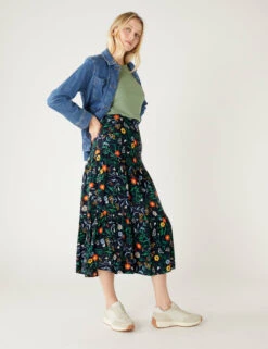 Printed Midaxi Tiered Skirt