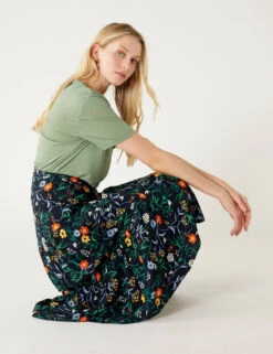Printed Midaxi Tiered Skirt -M&S SD 01 T42 2468 F4 X EC 1