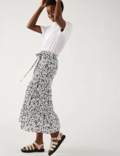 Floral Midaxi Tiered Skirt