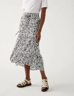 Floral Midaxi Tiered Skirt -M&S SD 01 T42 2761 Y4 X EC 2