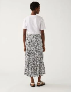 Floral Midaxi Tiered Skirt -M&S SD 01 T42 2761 Y4 X EC 3