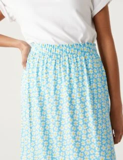 Printed Side Split Midi A-Line Skirt -M&S SD 01 T42 2874 H4 X EC 1