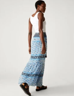 Printed Maxi Tiered Skirt -M&S SD 01 T42 2914 E4 X EC 3
