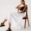 Pure Cotton Broderie Midi Tiered Skirt -M&S SD 01 T42 2944 Z0 X EC 0