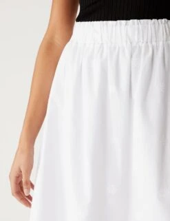 Pure Cotton Broderie Midi Tiered Skirt -M&S SD 01 T42 2944 Z0 X EC 2