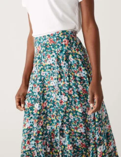 Floral Ruffle Midi Wrap Skirt -M&S SD 01 T42 2974 ZZ X EC 3
