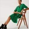 Round Neck Knee Length Shirt Dress 1 Round Neck Knee Length Shirt Dress -M&S SD 01 T42 4840 J0 X EC 0