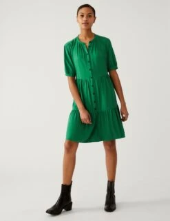 Round Neck Knee Length Shirt Dress -M&S SD 01 T42 4840 J0 X EC 1