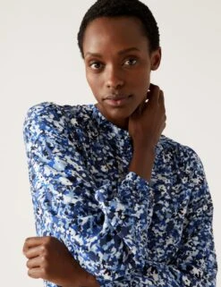 Printed Button Front Shift Dress 11 Printed Button Front Shift Dress -M&S SD 01 T42 4868 E4 X EC 2