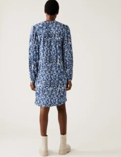 Printed Button Front Shift Dress 13 Printed Button Front Shift Dress -M&S SD 01 T42 4868 E4 X EC 4