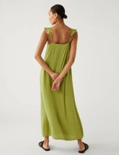 Round Neck Frill Detail Midaxi Cami Dress -M&S SD 01 T42 6217 KH X EC 4