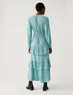 Cotton Blend Printed Maxi Tiered Dress 11 Cotton Blend Printed Maxi Tiered Dress -M&S SD 01 T42 7005V J4 X EC 3