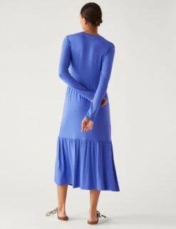 Jersey Round Neck Midaxi Tiered Dress -M&S SD 01 T42 7033V E0 X EC 2