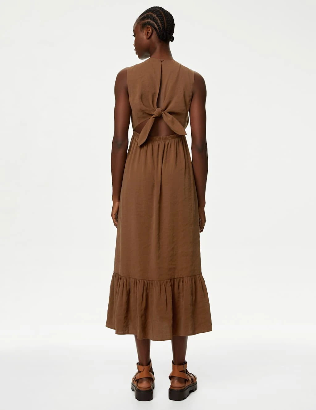 V-Neck Tie Detail Midaxi Waisted Dress 7 V-Neck Tie Detail Midaxi Waisted Dress - Image 5