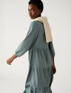 Jersey Midi Tiered Dress -M&S SD 01 T42 7178 HW X EC 2