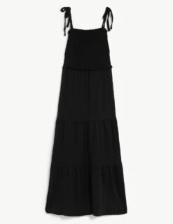 Pure Cotton Jersey Shirred Midi Dress -M&S SD 01 T42 7730 Y0 X EC 90