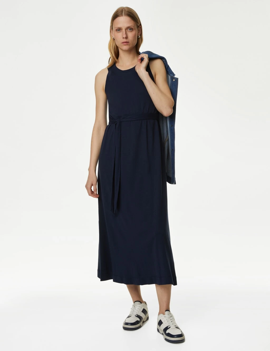 Pure Cotton Jersey Belted Midi Column Dress 5 Pure Cotton Jersey Belted Midi Column Dress - Image 3