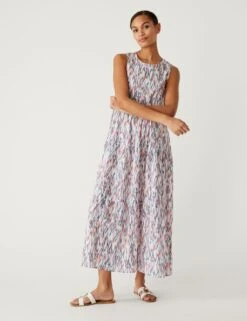 Pure Cotton Printed Maxi Tiered Dress 9 Pure Cotton Printed Maxi Tiered Dress -M&S SD 01 T42 7932 Z4 X EC 1